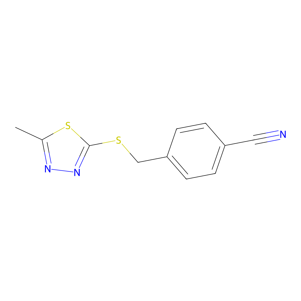 4-[(5-Methyl-1,3,4-thiadiazol-2-yl)sulfanylmethyl]benzonitrile molecular structure, CAS 708223-88-5
