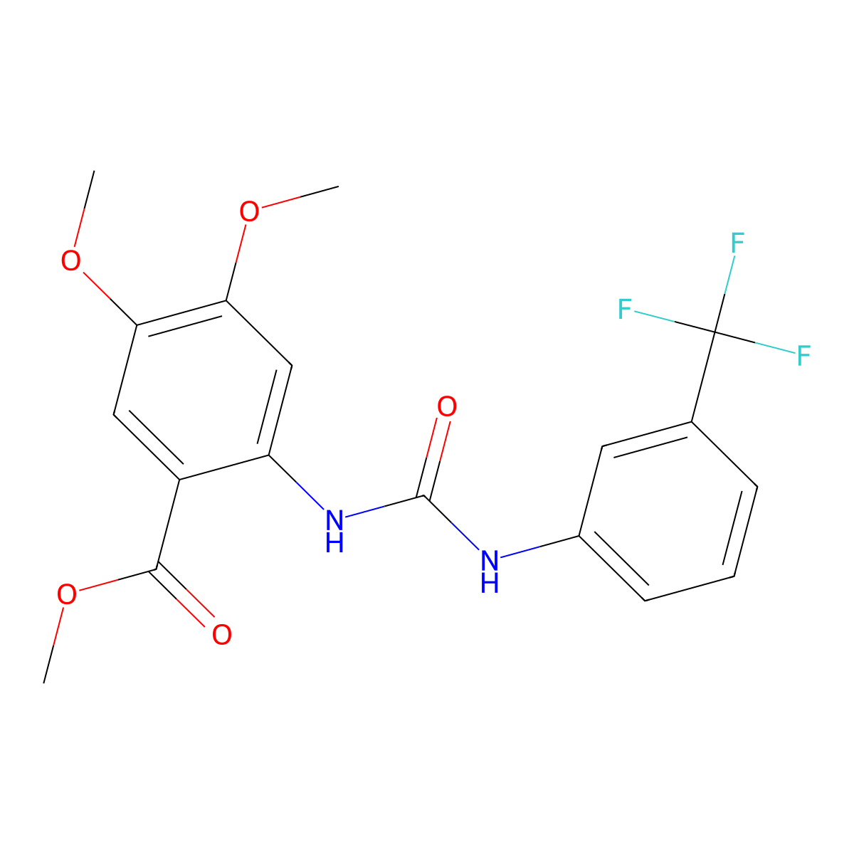 Methyl 4,5-dimethoxy-2-({[3-(trifluoromethyl)phenyl]carbamoyl}amino)benzoate molecular structure, CAS 708223-95-4