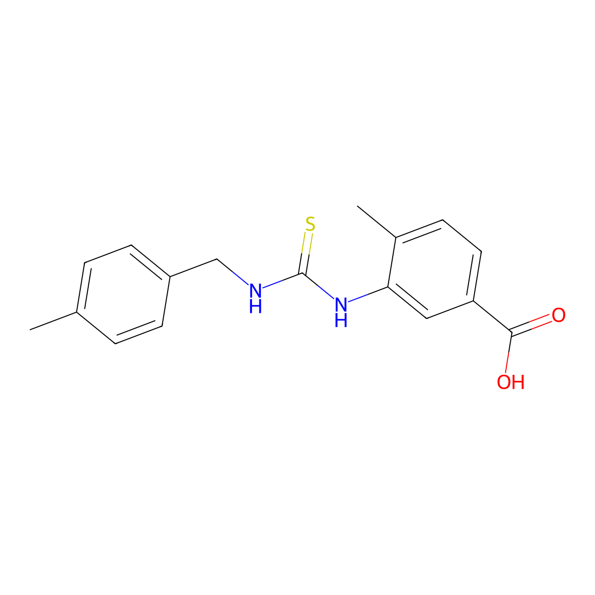 4-Methyl-3-{[(4-methylbenzyl)carbamothioyl]amino}benzoic acid molecular structure, CAS 708224-00-4