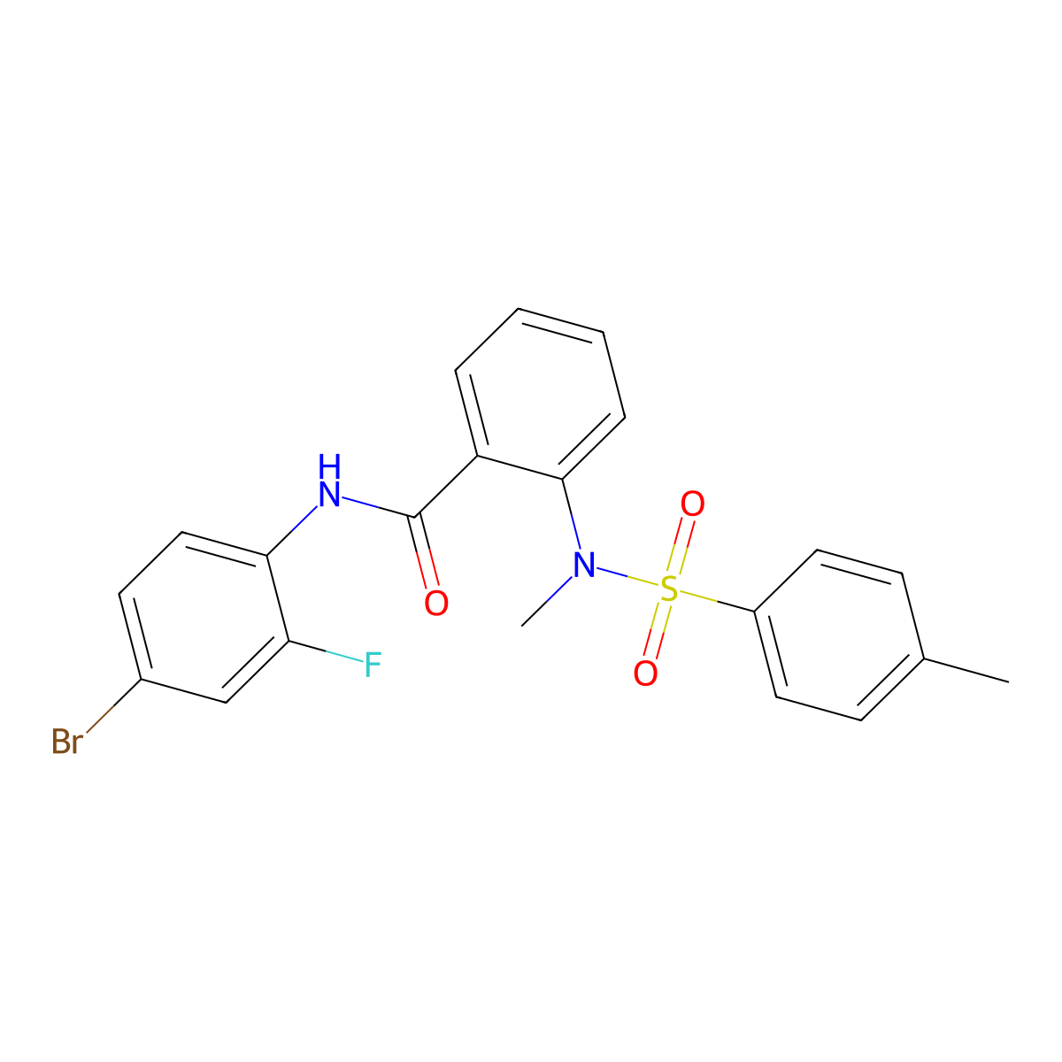 N-(4-bromo-2-fluorophenyl)-2-[methyl-(4-methylphenyl)sulfonylamino]benzamide molecular structure, CAS 708224-02-6