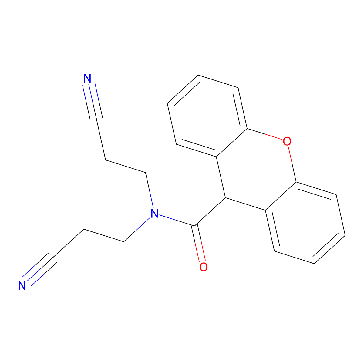 N,N-bis(2-cyanoethyl)-9H-xanthene-9-carboxamide molecular structure, CAS 708224-09-3