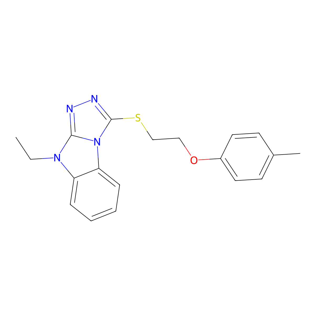 4-Ethyl-1-[2-(4-methylphenoxy)ethylsulfanyl]-[1,2,4]triazolo[4,3-a]benzimidazole molecular structure, CAS 708224-30-0