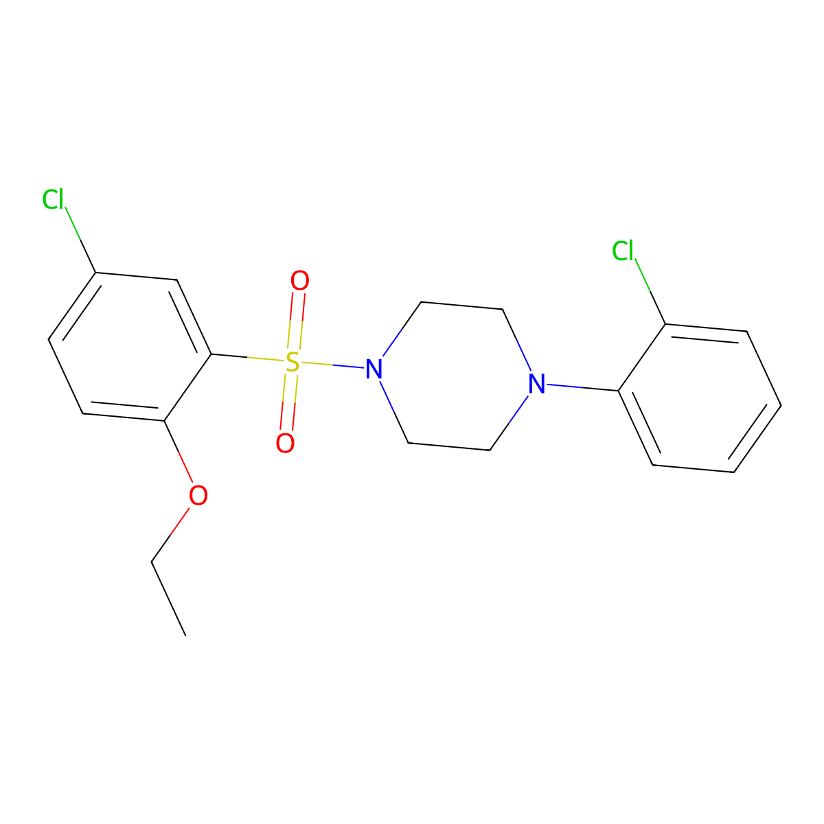 1-(5-Chloro-2-ethoxybenzenesulfonyl)-4-(2-chlorophenyl)piperazine molecular structure, CAS 708224-35-5