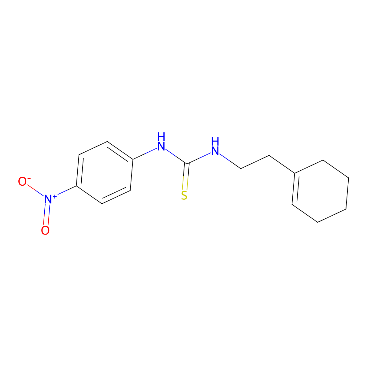 1-[2-(Cyclohexen-1-yl)ethyl]-3-(4-nitrophenyl)thiourea molecular structure, CAS 708224-38-8