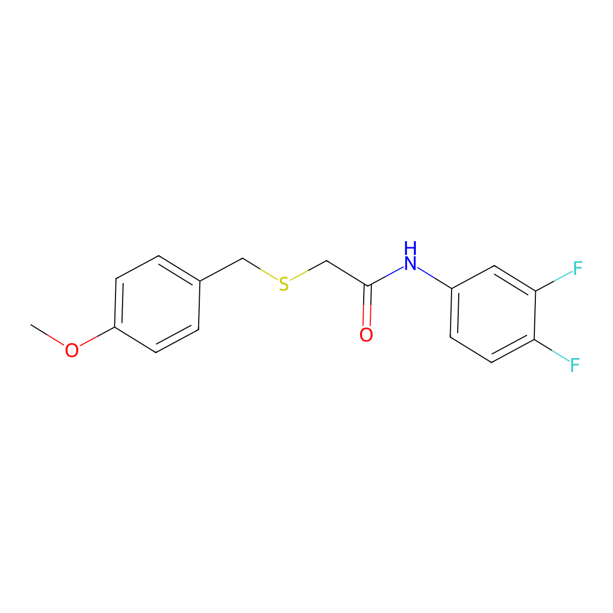 N-(3,4-difluorophenyl)-2-[(4-methoxybenzyl)sulfanyl]acetamide molecular structure, CAS 708224-53-7