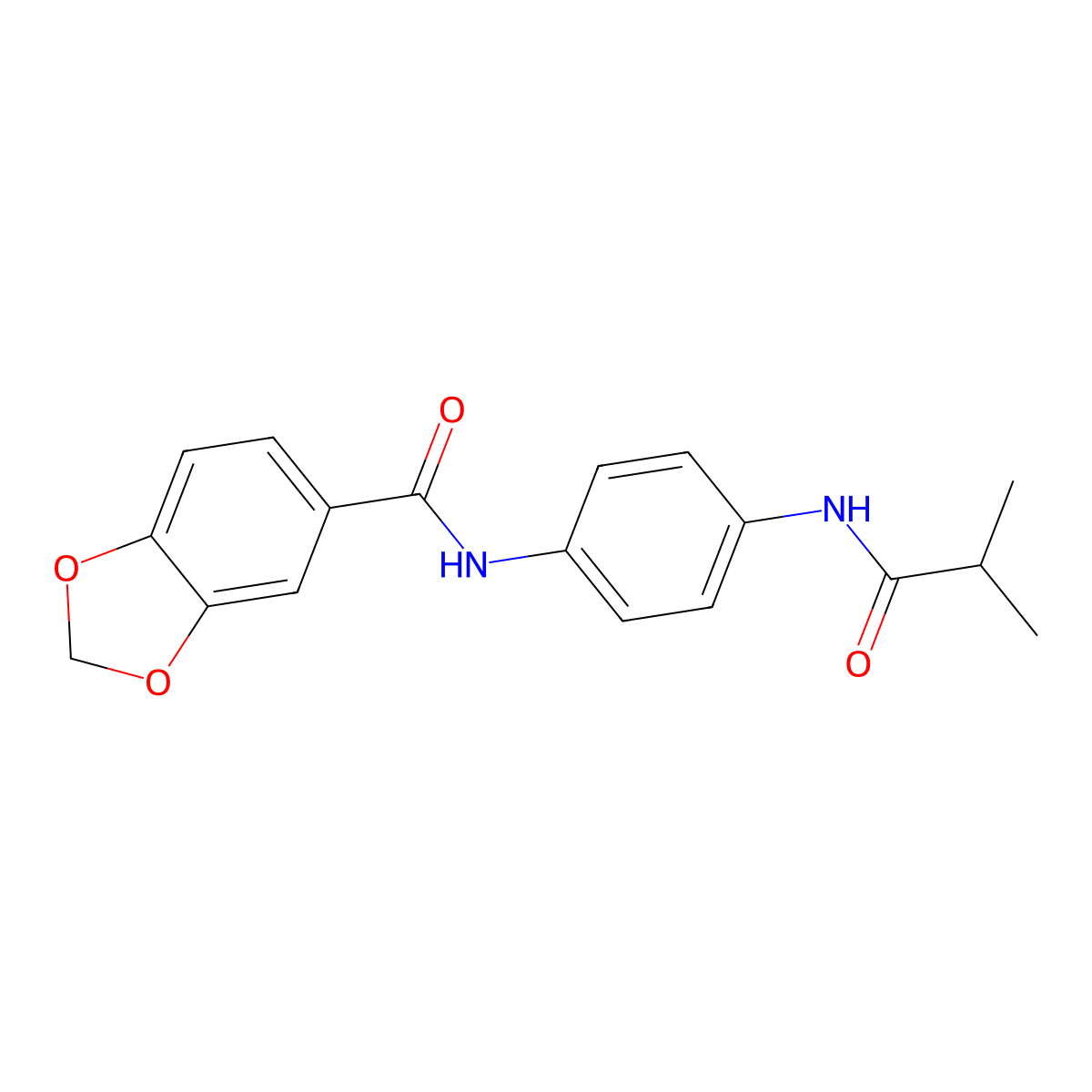 N-[4-(isobutyrylamino)phenyl]-1,3-benzodioxole-5-carboxamide molecular structure, CAS 708224-74-2