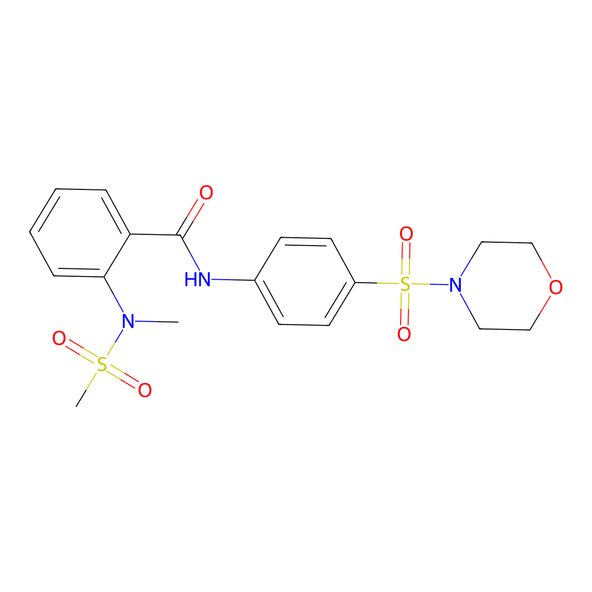 2-[methyl(methylsulfonyl)amino]-N-(4-morpholin-4-ylsulfonylphenyl)benzamide molecular structure, CAS 708224-75-3