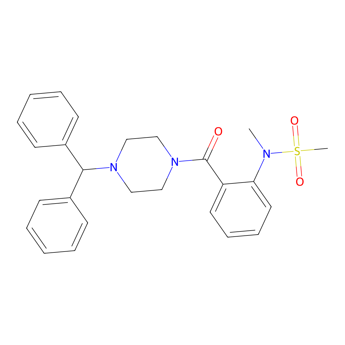N-[2-(4-benzhydrylpiperazine-1-carbonyl)phenyl]-N-methylmethanesulfonamide molecular structure, CAS 708224-76-4
