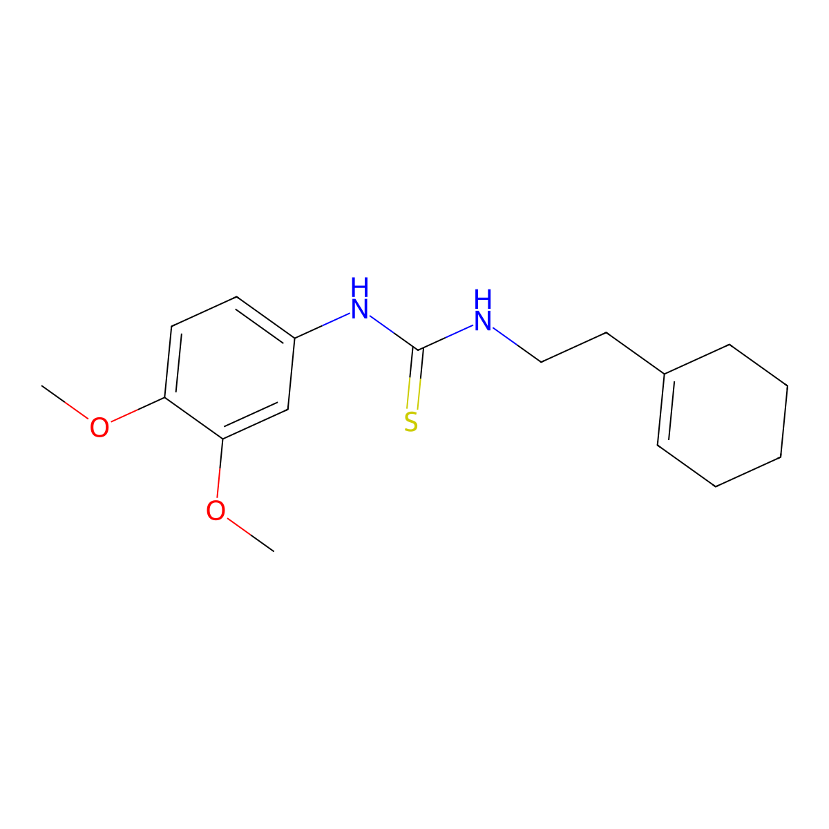 1-[2-(Cyclohexen-1-yl)ethyl]-3-(3,4-dimethoxyphenyl)thiourea molecular structure, CAS 708224-84-4