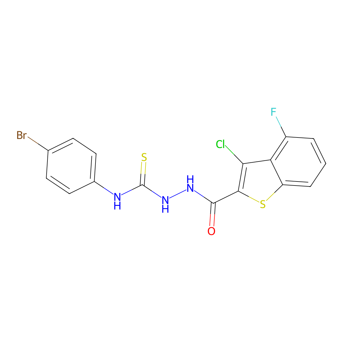 1-(4-Bromophenyl)-3-[(3-chloro-4-fluoro-1-benzothiophene-2-carbonyl)amino]thiourea molecular structure, CAS 708224-85-5
