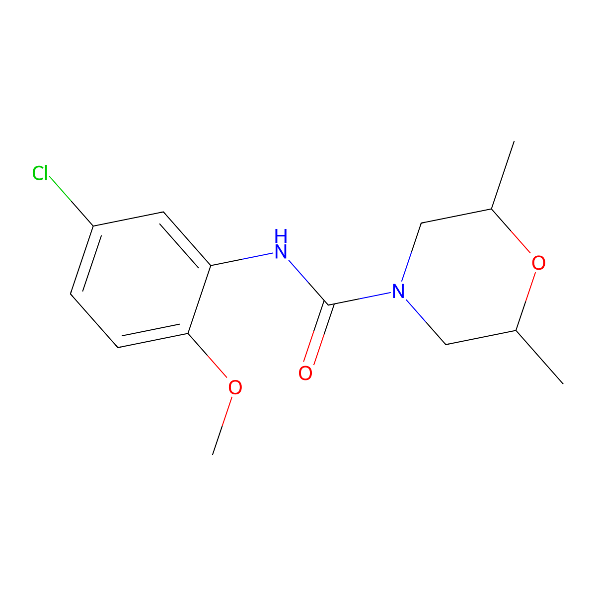 N-(5-chloro-2-methoxyphenyl)-2,6-dimethylmorpholine-4-carboxamide molecular structure, CAS 708225-00-7