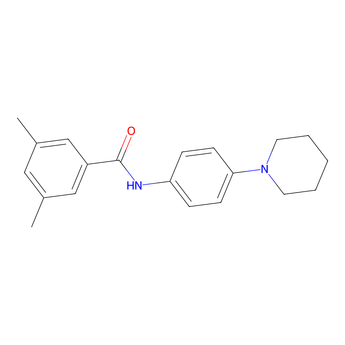 3,5-dimethyl-N-(4-piperidin-1-ylphenyl)benzamide molecular structure, CAS 708225-03-0