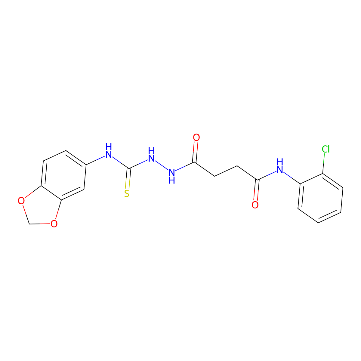 4-[2-(1,3-benzodioxol-5-ylcarbamothioyl)hydrazinyl]-N-(2-chlorophenyl)-4-oxobutanamide molecular structure, CAS 708225-08-5