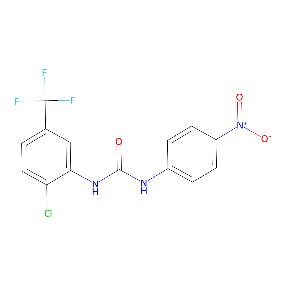 1-[2-Chloro-5-(trifluoromethyl)phenyl]-3-(4-nitrophenyl)urea molecular structure, CAS 708225-18-7