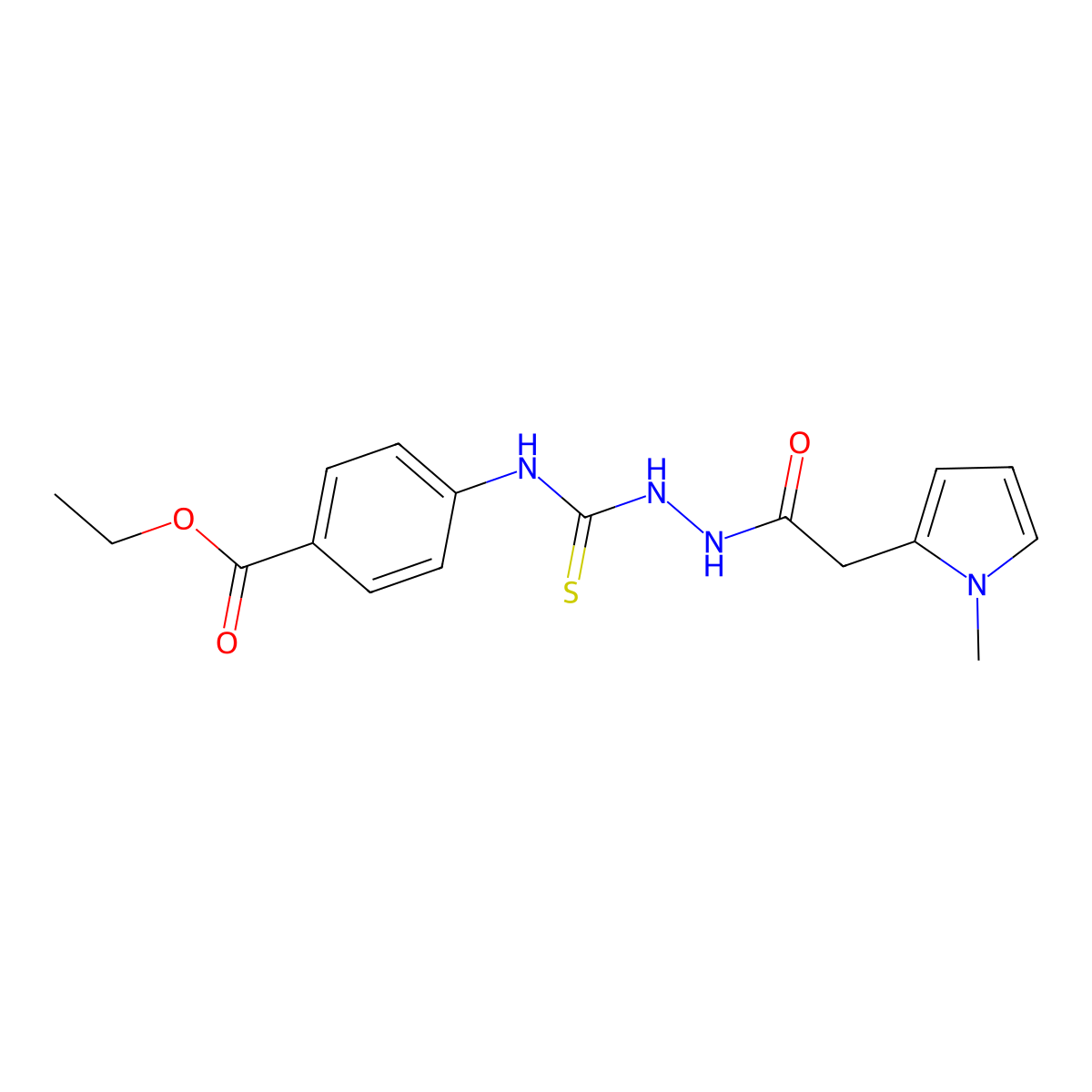 ethyl 4-[({2-[(1-methyl-1H-pyrrol-2-yl)acetyl]hydrazinyl}carbonothioyl)amino]benzoate molecular structure, CAS 708225-38-1