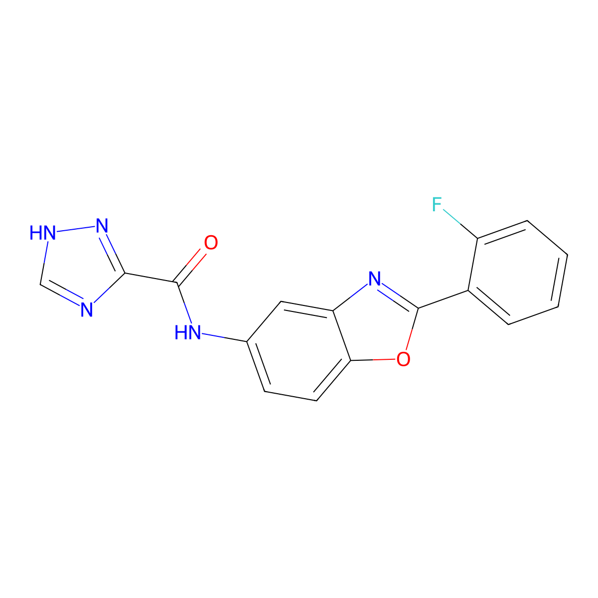 N-[2-(2-fluorophenyl)-1,3-benzoxazol-5-yl]-1H-1,2,4-triazole-5-carboxamide molecular structure, CAS 708225-56-3