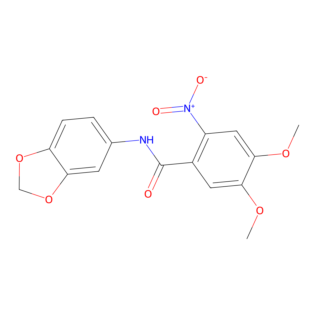 N-(1,3-benzodioxol-5-yl)-4,5-dimethoxy-2-nitrobenzamide molecular structure, CAS 708225-61-0