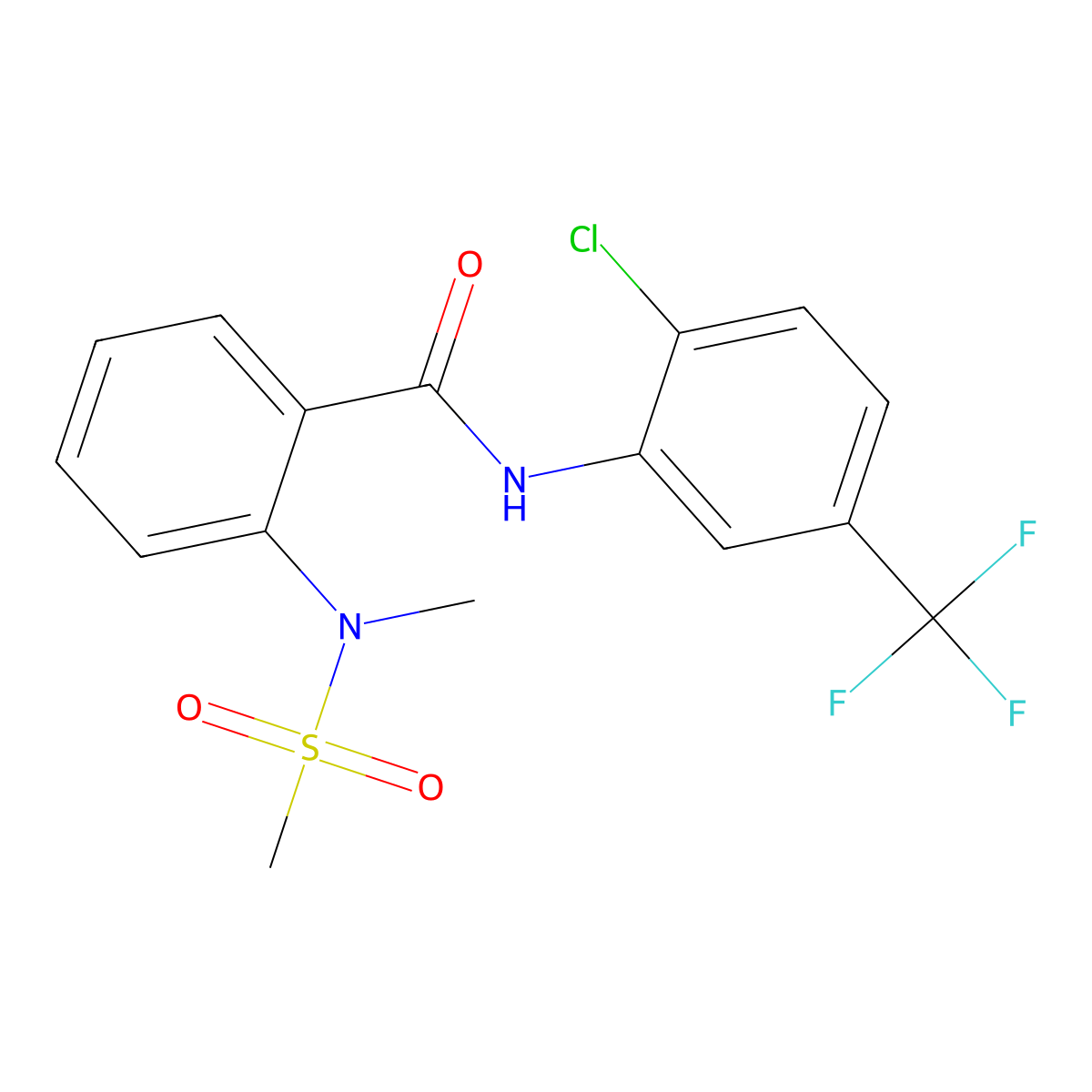 N-[2-chloro-5-(trifluoromethyl)phenyl]-2-[methyl(methylsulfonyl)amino]benzamide molecular structure, CAS 708226-13-5