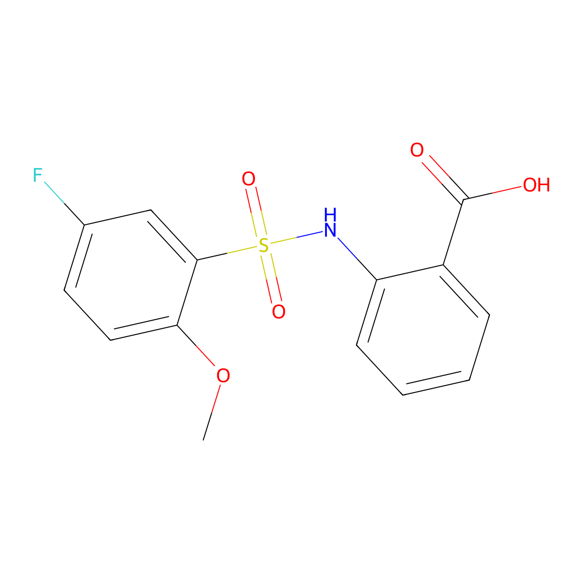 2-{[(5-Fluoro-2-methoxyphenyl)sulfonyl]amino}benzoic acid molecular structure, CAS 708226-26-0