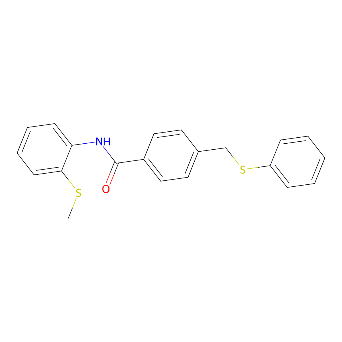 N-(2-methylsulfanylphenyl)-4-(phenylsulfanylmethyl)benzamide molecular structure, CAS 708226-39-5