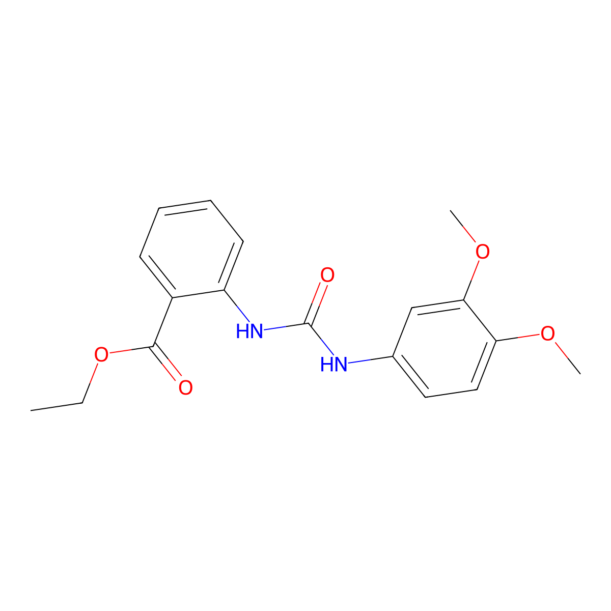 Ethyl 2-{[(3,4-dimethoxyphenyl)carbamoyl]amino}benzoate molecular structure, CAS 708226-44-2