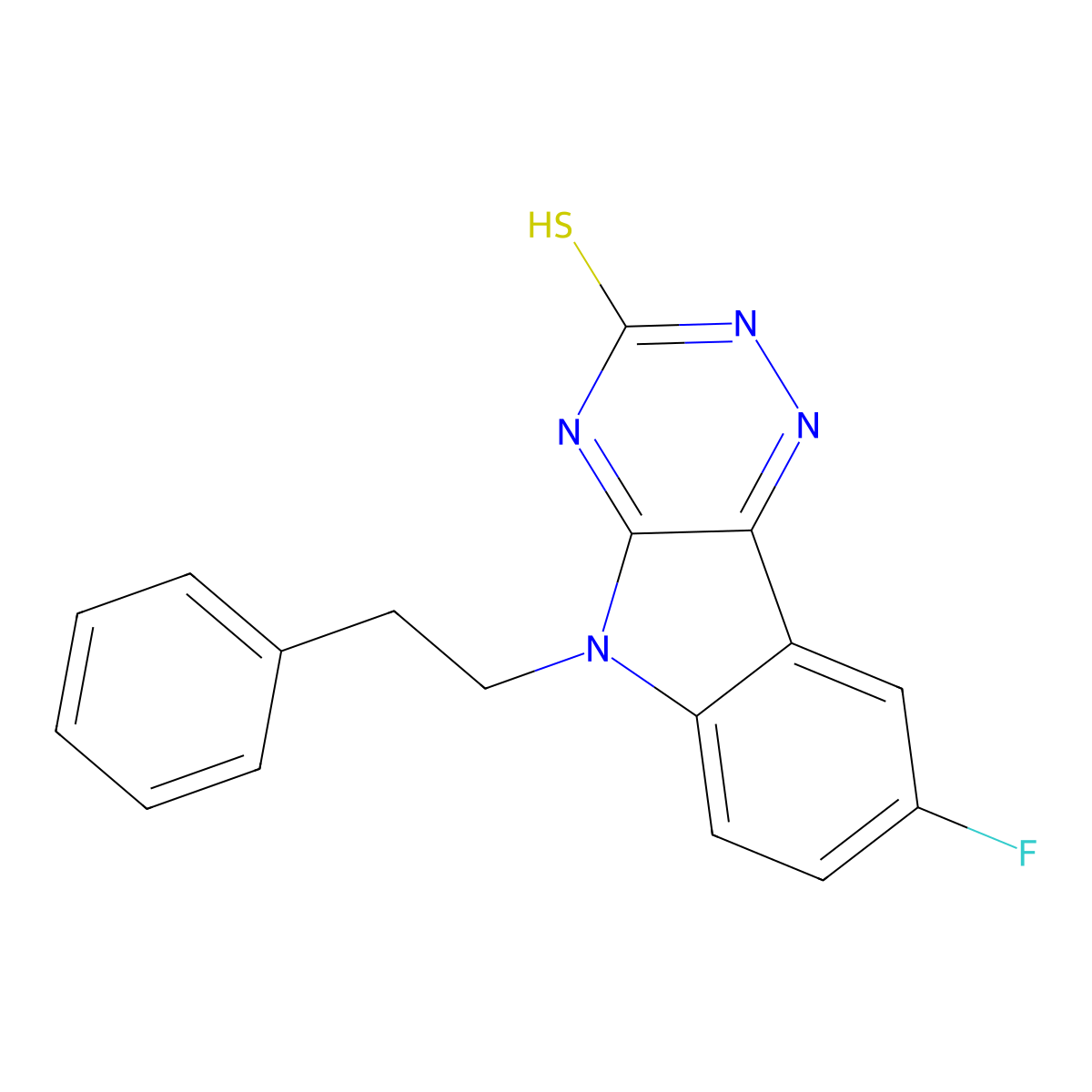 8-Fluoro-5-phenethyl-5H-[1,2,4]triazino[5,6-b]indole-3-thiol molecular structure, CAS 708226-67-9