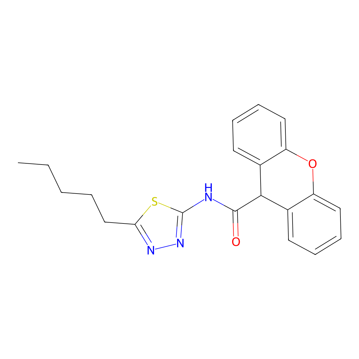 N-(5-pentyl-1,3,4-thiadiazol-2-yl)-9H-xanthene-9-carboxamide molecular structure, CAS 708226-86-2
