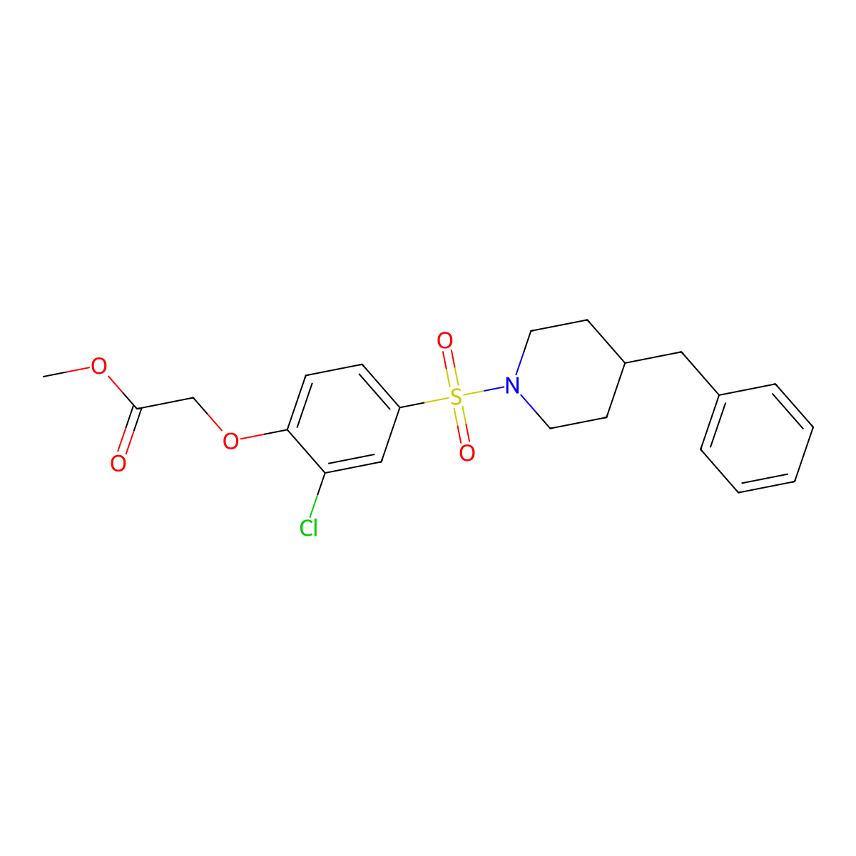 Methyl {4-[(4-benzylpiperidin-1-yl)sulfonyl]-2-chlorophenoxy}acetate molecular structure, CAS 708226-97-5