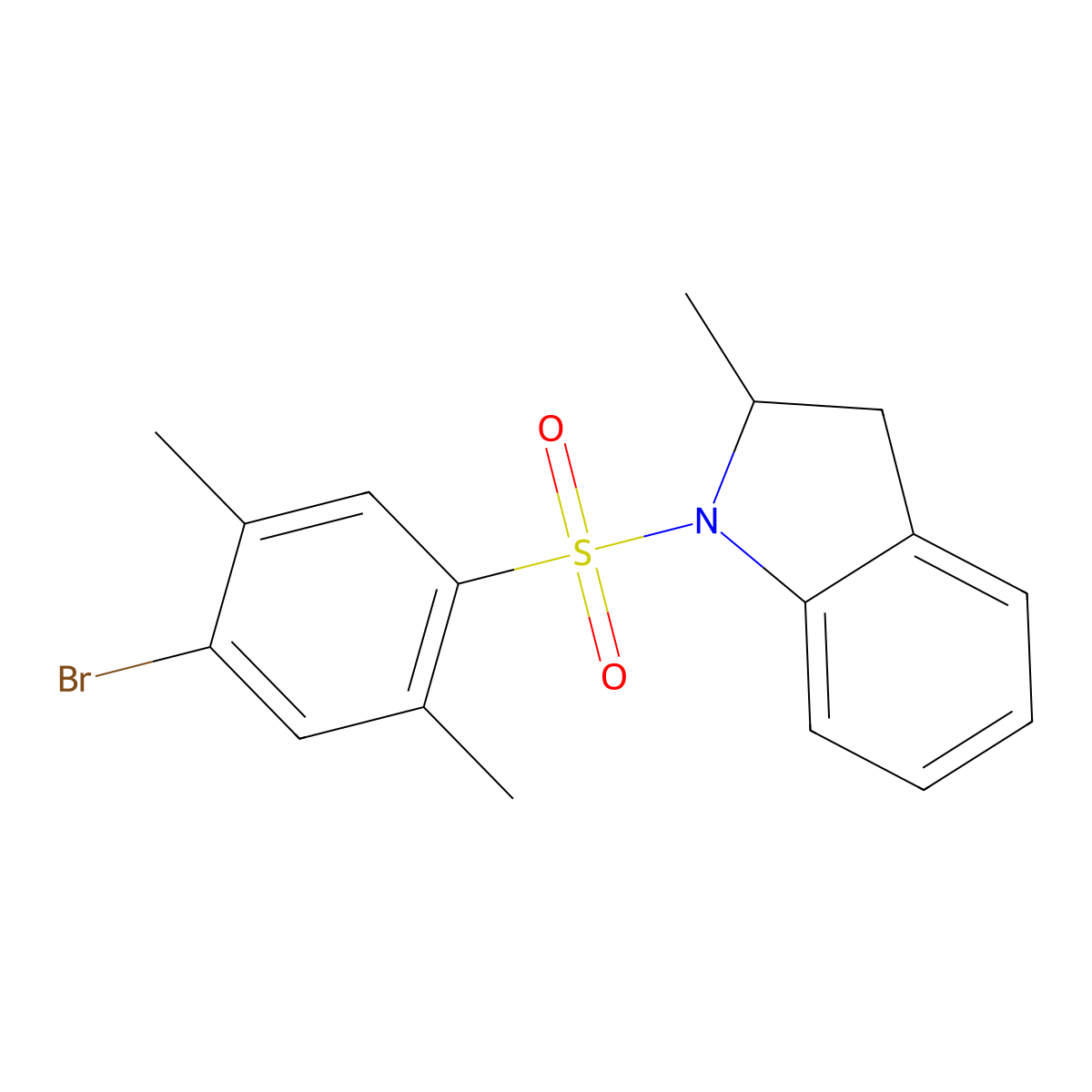 4-Bromo-2,5-dimethyl-1-[(2-methylindolinyl)sulfonyl]benzene molecular structure, CAS 708227-03-6