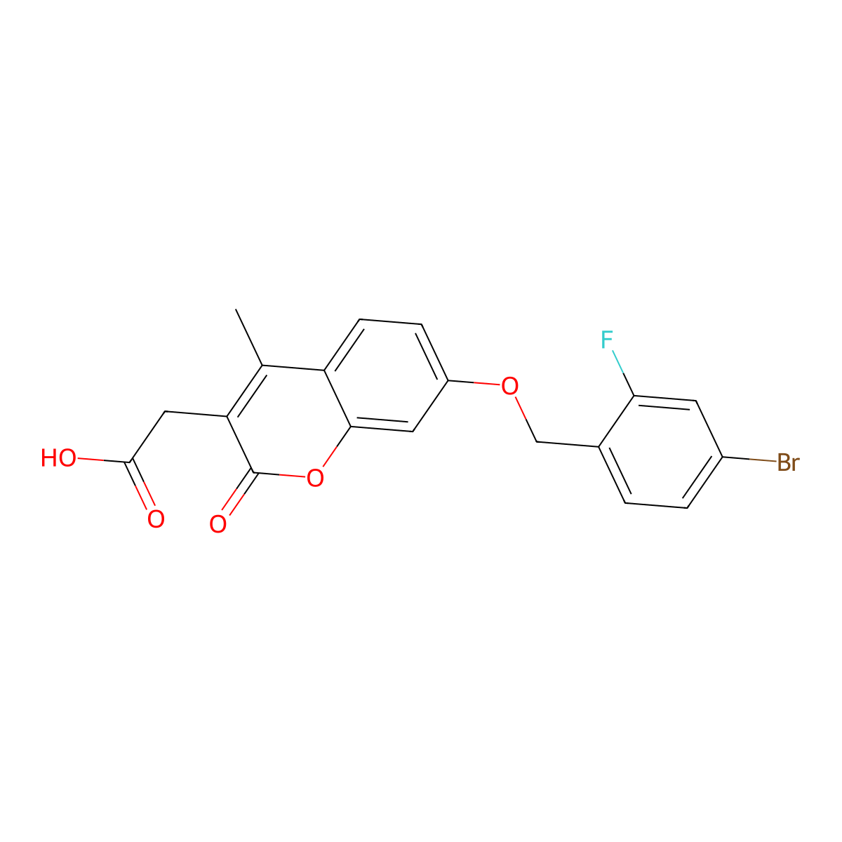{7-[(4-bromo-2-fluorobenzyl)oxy]-4-methyl-2-oxo-2H-chromen-3-yl}acetic acid molecular structure, CAS 708227-07-0