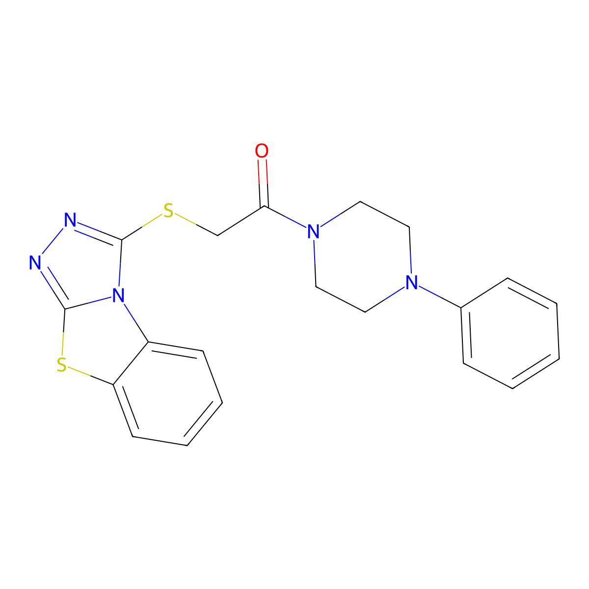 1-(4-Phenylpiperazin-1-yl)-2-([1,2,4]triazolo[3,4-b][1,3]benzothiazol-1-ylsulfanyl)ethanone molecular structure, CAS 708227-16-1
