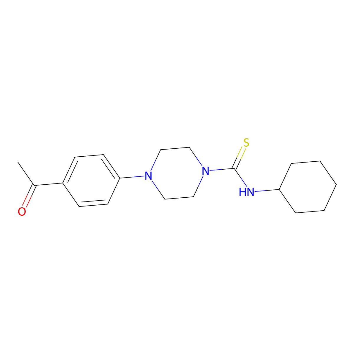 4-(4-acetylphenyl)-N-cyclohexylpiperazine-1-carbothioamide molecular structure, CAS 708227-41-2