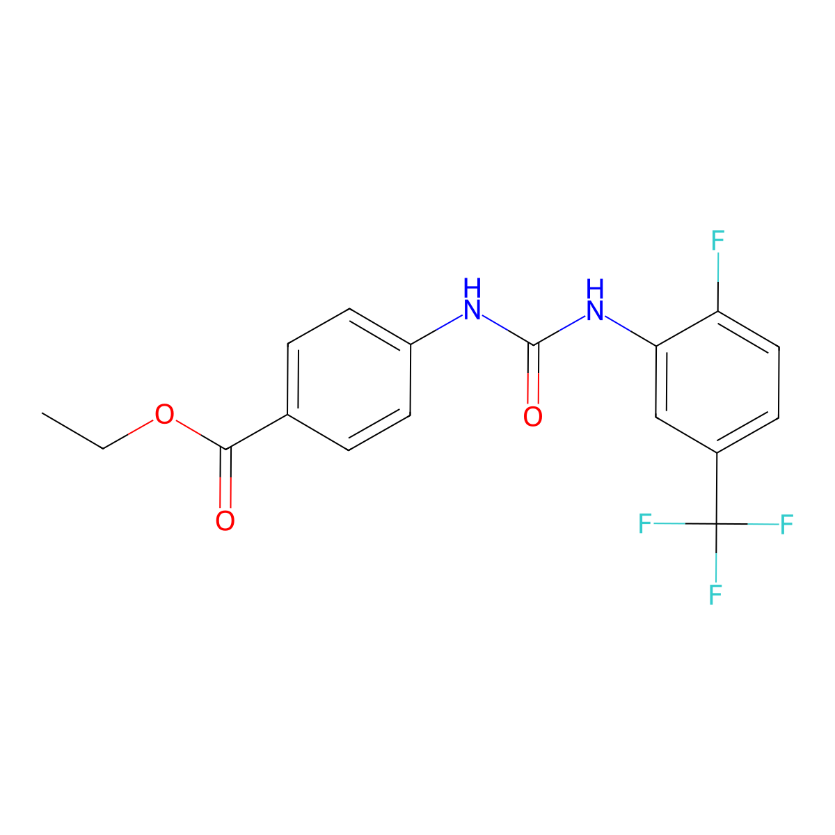 Ethyl 4-({[2-fluoro-5-(trifluoromethyl)phenyl]carbamoyl}amino)benzoate molecular structure, CAS 708227-58-1
