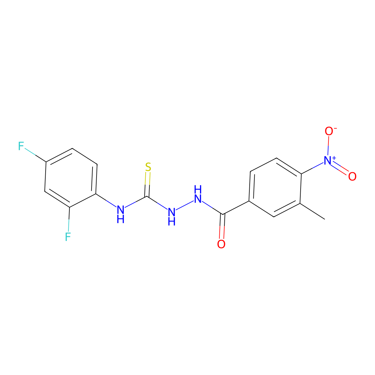 1-(2,4-Difluorophenyl)-3-[(3-methyl-4-nitrobenzoyl)amino]thiourea molecular structure, CAS 708227-64-9