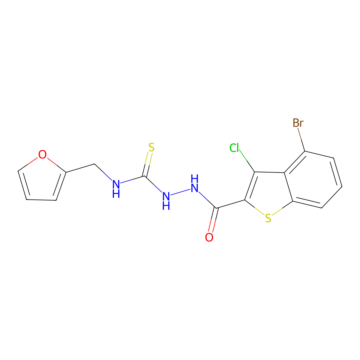 1-[(4-Bromo-3-chloro-1-benzothiophene-2-carbonyl)amino]-3-(furan-2-ylmethyl)thiourea molecular structure, CAS 708228-16-4