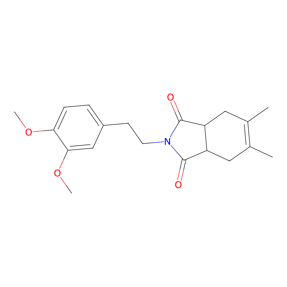 2-[2-(3,4-dimethoxyphenyl)ethyl]-5,6-dimethyl-3a,4,7,7a-tetrahydro-1H-isoindole-1,3(2H)-dione molecular structure, CAS 708228-17-5