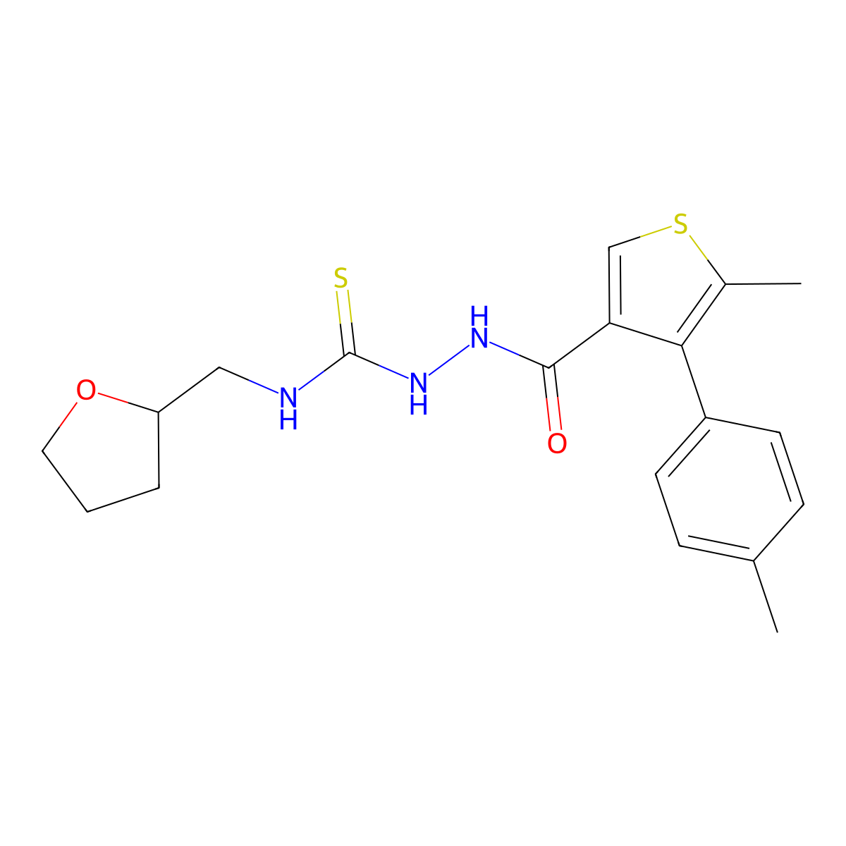 1-[[5-Methyl-4-(4-methylphenyl)thiophene-3-carbonyl]amino]-3-(oxolan-2-ylmethyl)thiourea molecular structure, CAS 708228-23-3
