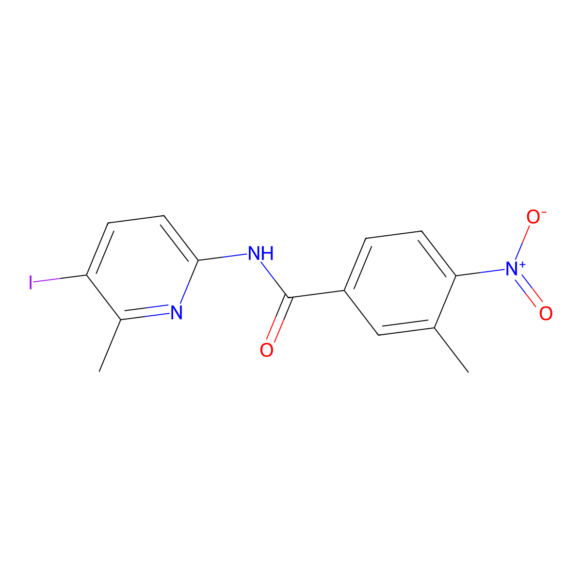 N-(5-iodo-6-methylpyridin-2-yl)-3-methyl-4-nitrobenzamide molecular structure, CAS 708228-39-1