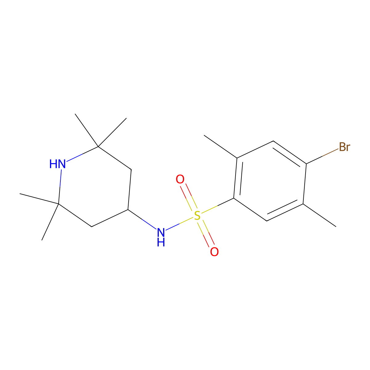 4-bromo-2,5-dimethyl-N-(2,2,6,6-tetramethylpiperidin-4-yl)benzenesulfonamide molecular structure, CAS 708228-42-6