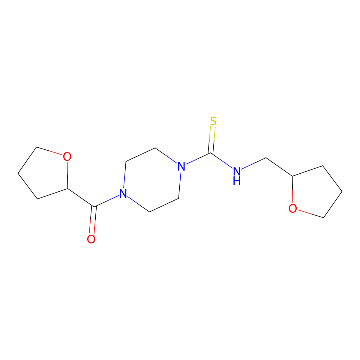 4-(oxolane-2-carbonyl)-N-(oxolan-2-ylmethyl)piperazine-1-carbothioamide molecular structure, CAS 708228-65-3