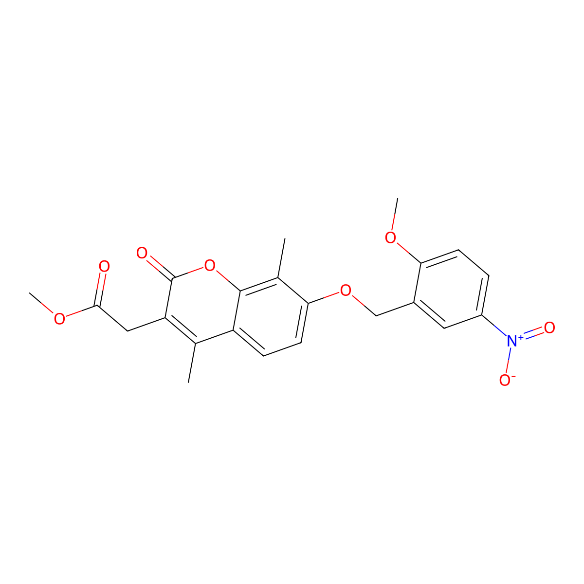 Methyl 2-[7-[(2-methoxy-5-nitrophenyl)methoxy]-4,8-dimethyl-2-oxochromen-3-yl]acetate molecular structure, CAS 708228-87-9