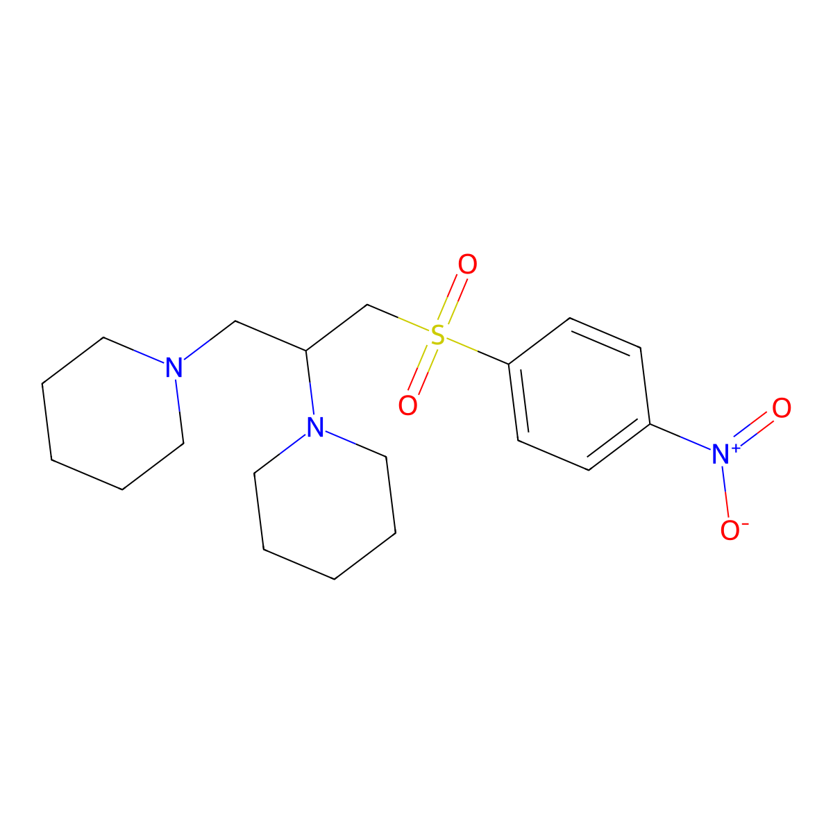 1-[3-(4-Nitrophenyl)sulfonyl-2-piperidin-1-ylpropyl]piperidine molecular structure, CAS 708229-20-3
