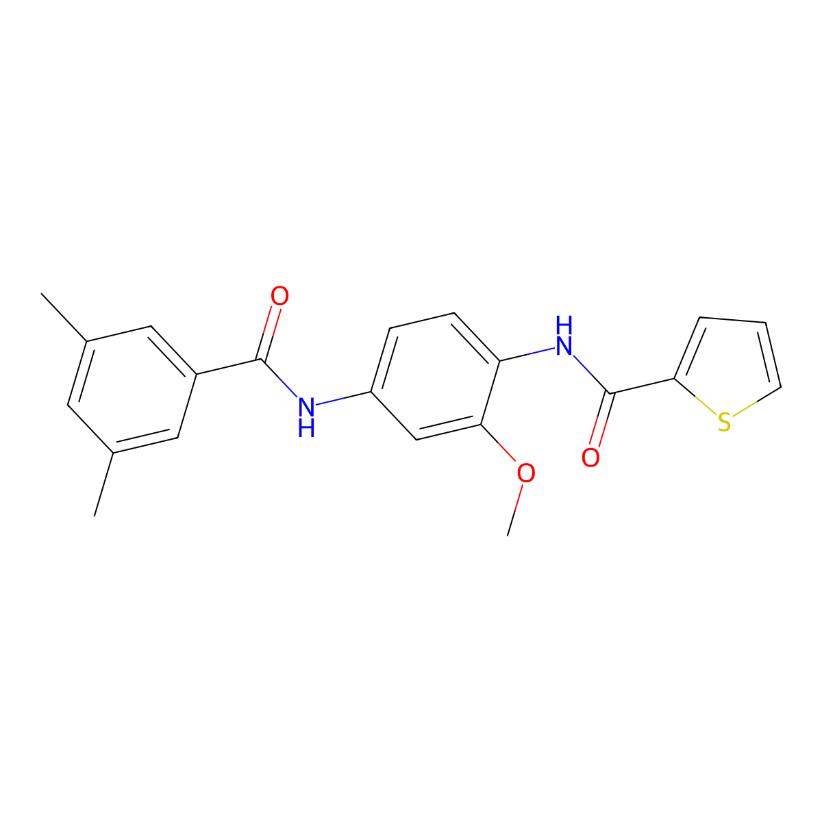 N-[4-[(3,5-dimethylbenzoyl)amino]-2-methoxyphenyl]thiophene-2-carboxamide molecular structure, CAS 708229-33-8