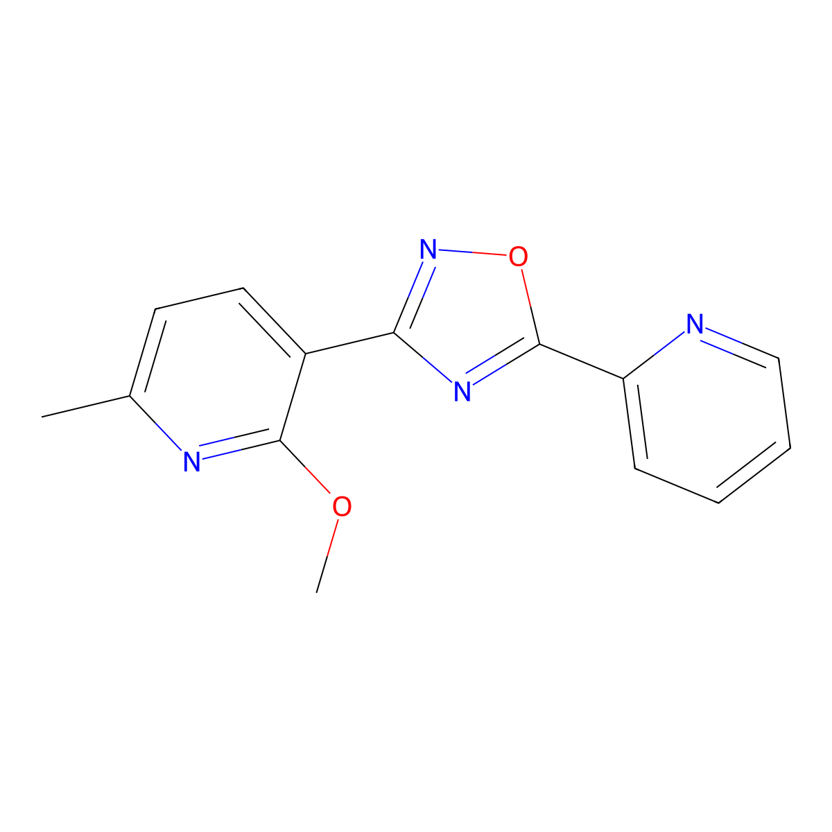 3-(2-Methoxy-6-methylpyridin-3-yl)-5-pyridin-2-yl-1,2,4-oxadiazole molecular structure, CAS 708229-36-1
