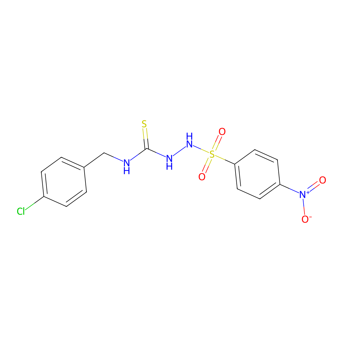 1-[(4-Chlorophenyl)methyl]-3-[(4-nitrophenyl)sulfonylamino]thiourea molecular structure, CAS 708229-41-8