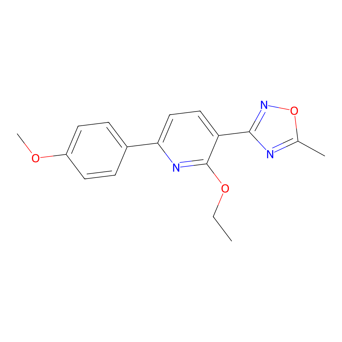 2-Ethoxy-6-(4-methoxyphenyl)-3-(5-methyl-1,2,4-oxadiazol-3-yl)pyridine molecular structure, CAS 708229-42-9