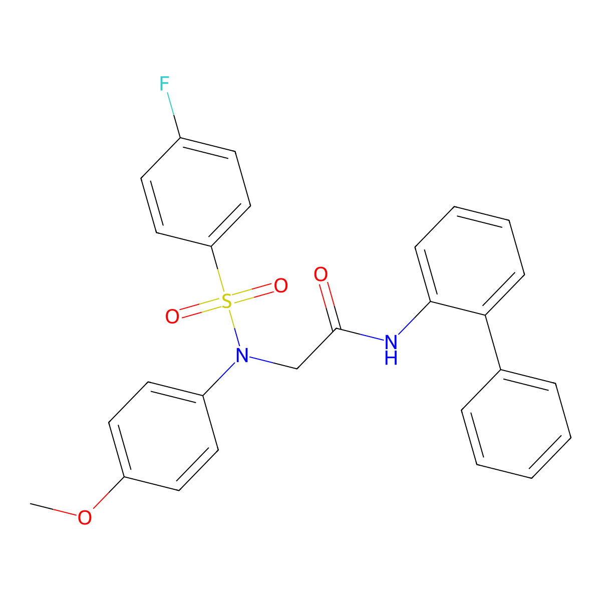 2-(N-(4-fluorophenyl)sulfonyl-4-methoxyanilino)-N-(2-phenylphenyl)acetamide molecular structure, CAS 708229-66-7