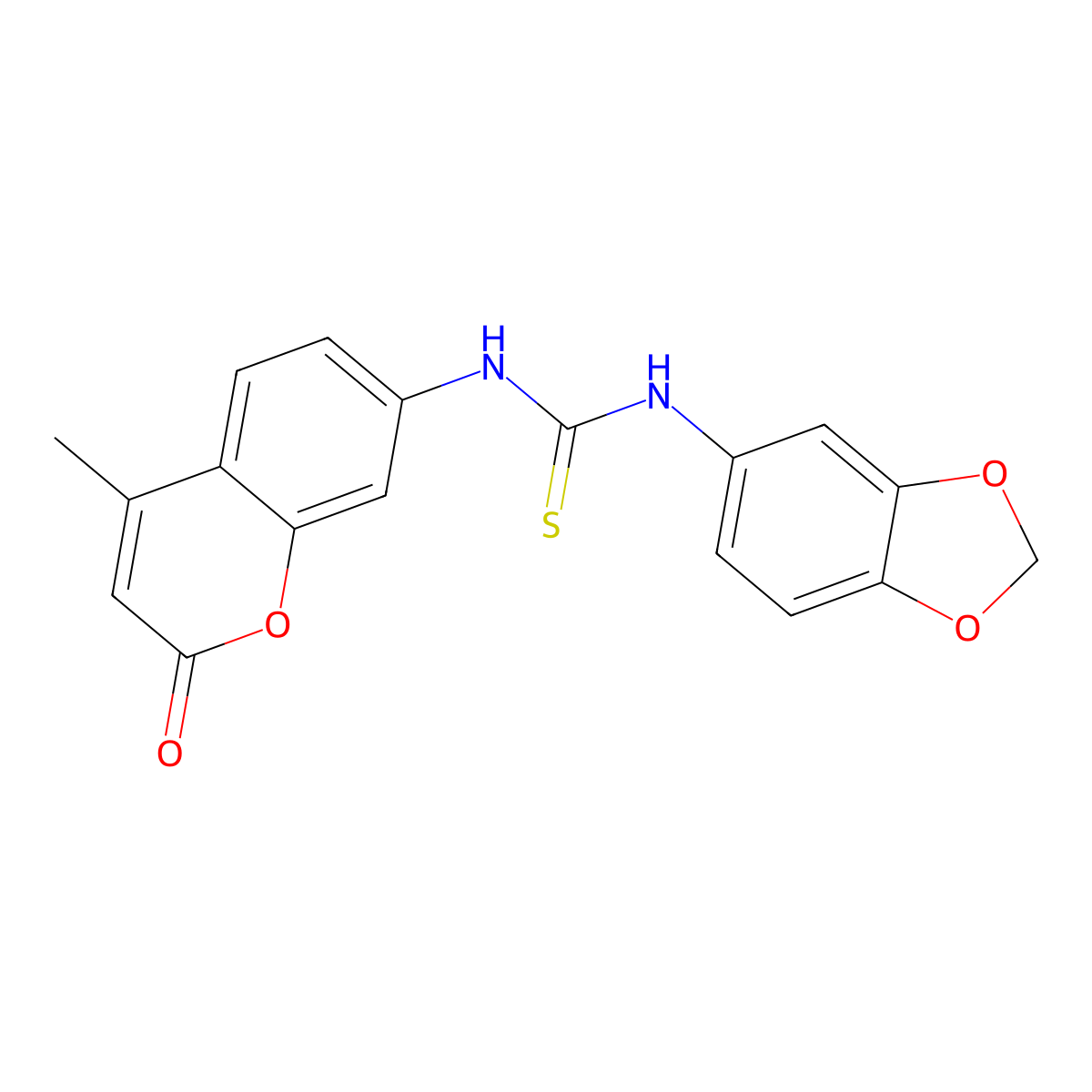 1-(1,3-Benzodioxol-5-yl)-3-(4-methyl-2-oxochromen-7-yl)thiourea molecular structure, CAS 708229-70-3