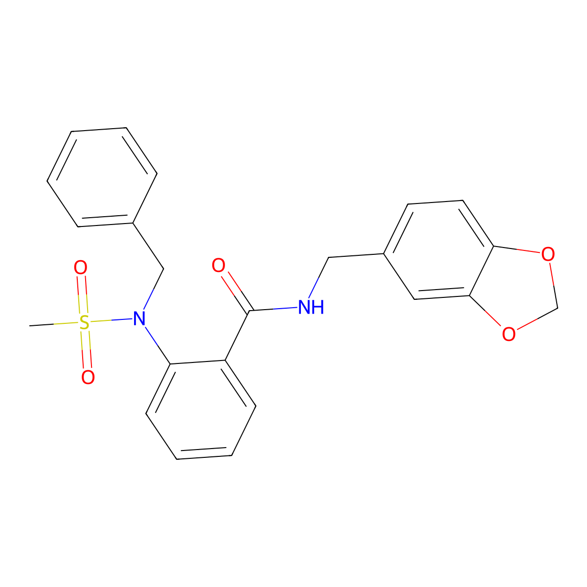 N-(1,3-benzodioxol-5-ylmethyl)-2-[benzyl(methylsulfonyl)amino]benzamide molecular structure, CAS 708229-78-1