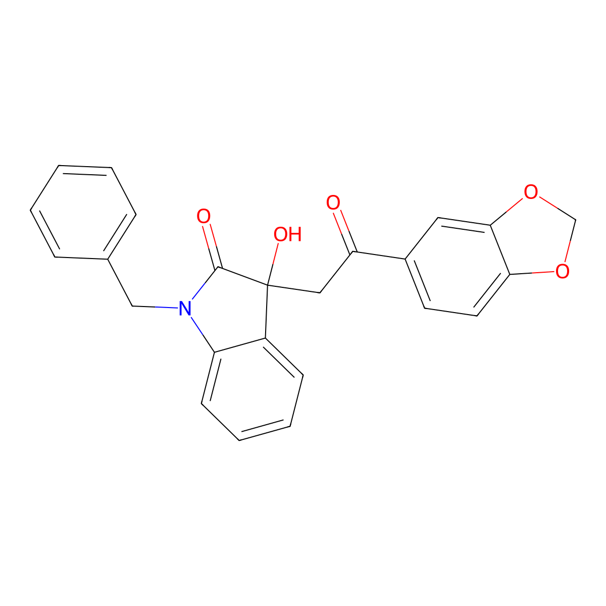 3-[2-(1,3-benzodioxol-5-yl)-2-oxoethyl]-1-benzyl-3-hydroxy-1,3-dihydro-2H-indol-2-one molecular structure, CAS 708229-82-7